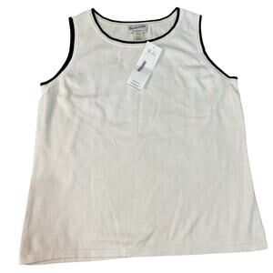 PENDLETON Women's Tank Top Black Trim Size XL In White
